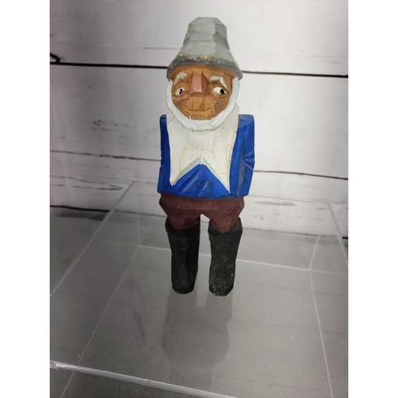 Hand Carved Wood Figurine Figure Sea Captain Fisherman Sea Man In Blue Wooden - Picture 11 of 11